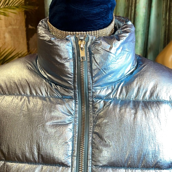 New Light Blue/silver shimmer Cropped Puffer - Picture 13 of 16